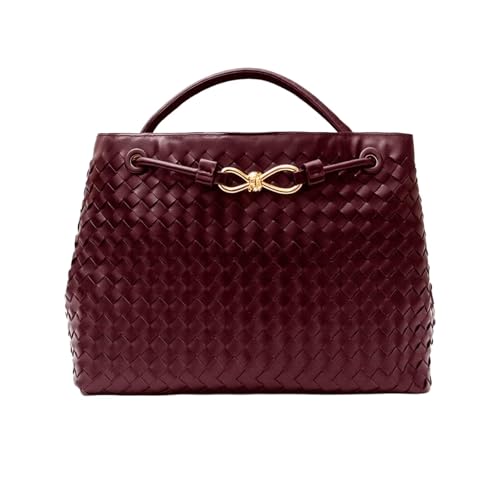 Woven Vegan Leather Tote Shoulder Bag for Women with Adjustable Shoulder Strap, Woven Handbags