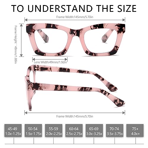 FSRTEP Oprah Style Readers for Women - Stylis Style Reading Glasses with Blue Light Blocking and Spring Hinge