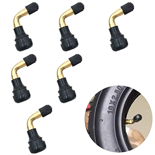 Juliyeh 6 Pcs Tubeless Tire Valve Stems 90 Degree Angle Tire Valve Stems Tyre Valve Extension Adaptors for Motorcycle Tyre, Battery Car Tyre