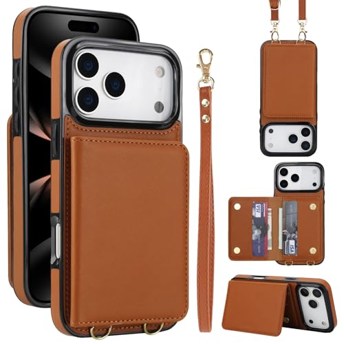 Étui portefeuille iPhone Air marron à rabat parfait pour voyager les mains libres