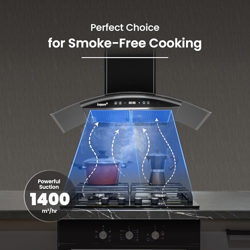 Image of Livpure Eterna 75 cm | Wall Mounted | 1400 m /hr Suction | BLDC Motor | Filterless | Touch & Gesture Control | Low Noise | 10 Years Motor + 2 Years Comprehensive Warranty | Black