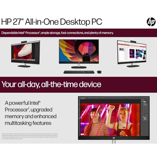 Image of HP 27'' Touchscreen All in One Desktop Computer, FHD IPS Eye Care Display, Intel 12-Core Ultra 7, Adjustable Height, 32GB DDR5, 2TB SSD, Win 11 Pro, Jet Black, Accessories