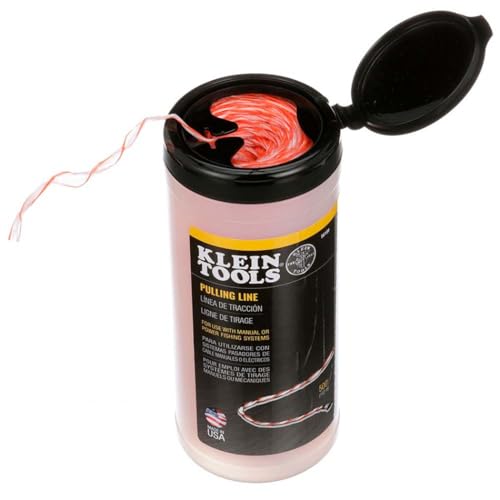 KLEIN TOOLS Pull Line for Light Duty Cable or Rope Pulling, 95 kg Average Breaking Strength 152 m Klein Tools 56108, Orange/White