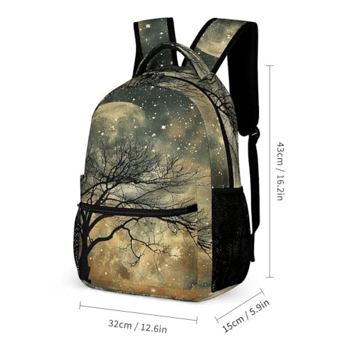 Tree Without Leaves Printed Backpack With Lunch Pack Storage Box Case 3pcs Lightweight Travel Backpack2