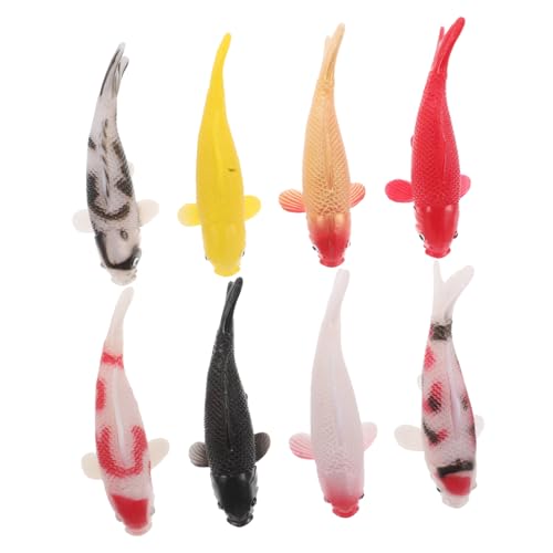 Figurines poissons miniatures lot de 8 koi en PVC pour décoration aquarium et maison