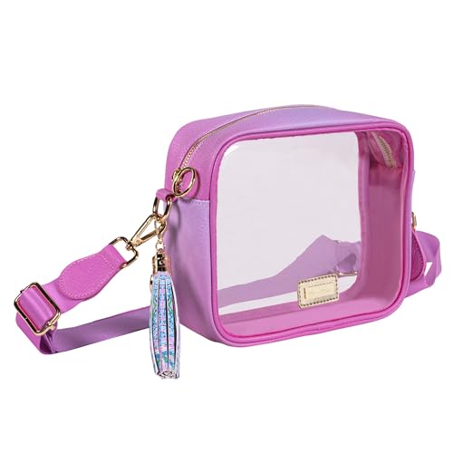 Lilly Pulitzer Transparent Game Day Bag for Stadiums, Clear Crossbody Travel Bag for Games and Concerts, Pink and Purple Ombre