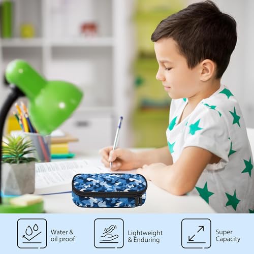 Image of Camo Pencil Case, Large Capacity Pen Pencil Case for Boys Girls Teen, Kids 3 Compartments Multifunction Pencil Box with Zipper Organizer, Pencil Pouch for Back to School Students