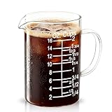 NCnnwovf 500ml/2 Cup Measuring Cups,Borosilicate Glass Pitcher for Coffee,Milk,Juice,Water,Tea