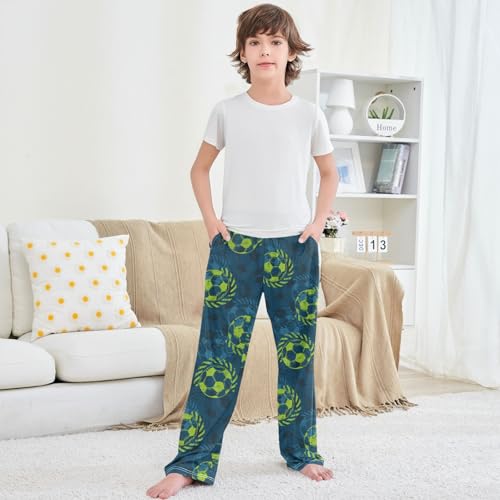 Boys Pj Pants Abstract Football Soft Kids Joggers Long Lounge Bottoms with Elastic Waist & Pockets 6-14 Years3