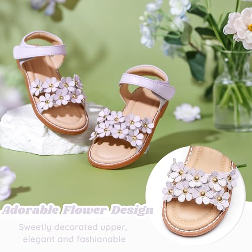 Image of Flaryzone Girls Sandals Open Toe Summer Flats Dress Sandals Shoes Toddler /Little Kid
