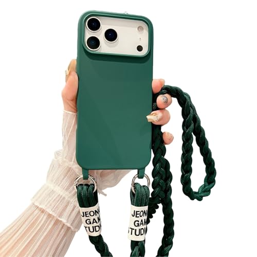 Emlivi Cadena para teléfono móvil para iPhone 17 - Funda de protección en silicona líquida y TPU con banda con estilo - Estuche de protección con cordón para llevar alrededor del cuello - Funda de