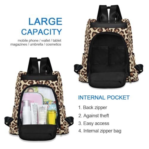 Image of ALAZA Brown Cheetah Leopard Print Pattern Backpack Purse for Women Anti Theft Fashion Back Pack Shoulder Bag