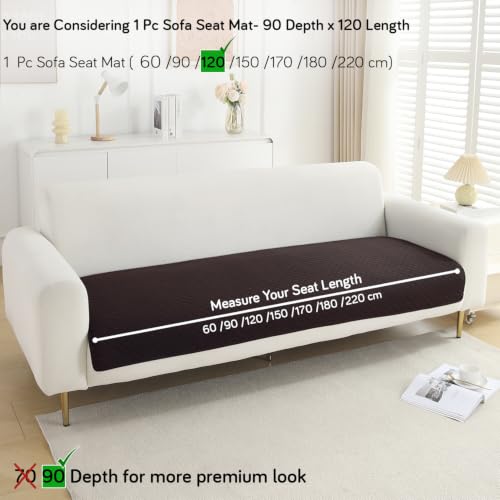 Image of HOKIPO Polyester Quilted Sofa Cover Mats for 1 /2 /3 Seater Sofa and L Shape. Make Your Own Sofa Cover Set, Mat Length 90(D) X 120(L) Cm, Dark Brown (NEW-In-720-Dbr)