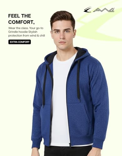 Image of AWG ALL WEATHER GEAR Hoodies for Men | Men's Solid Hooded Sweatshirt | Winter Wear | Pullover | Jackets for Men Stylish | Zipper Hooded Sweatshirt