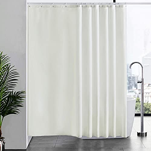 Furlinic Beige Shower Curtain Waterproof Mould Proof Resistantand Bath Curtains 240x180cm Washable Polyester Fabric with Weight Tape for Wet Room 94x72 Inch