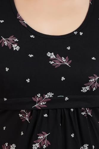 Image of Fabme Women's Full Length Printed Pre and Post Pregnancy Pure Cotton Nursing Nightdress Nighty