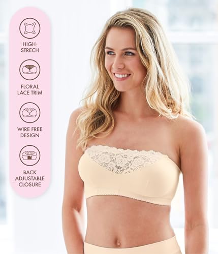 Carole Martin Strapless Bras for Women, Wireless Womens Bandeau Bra from Small to Plus Size