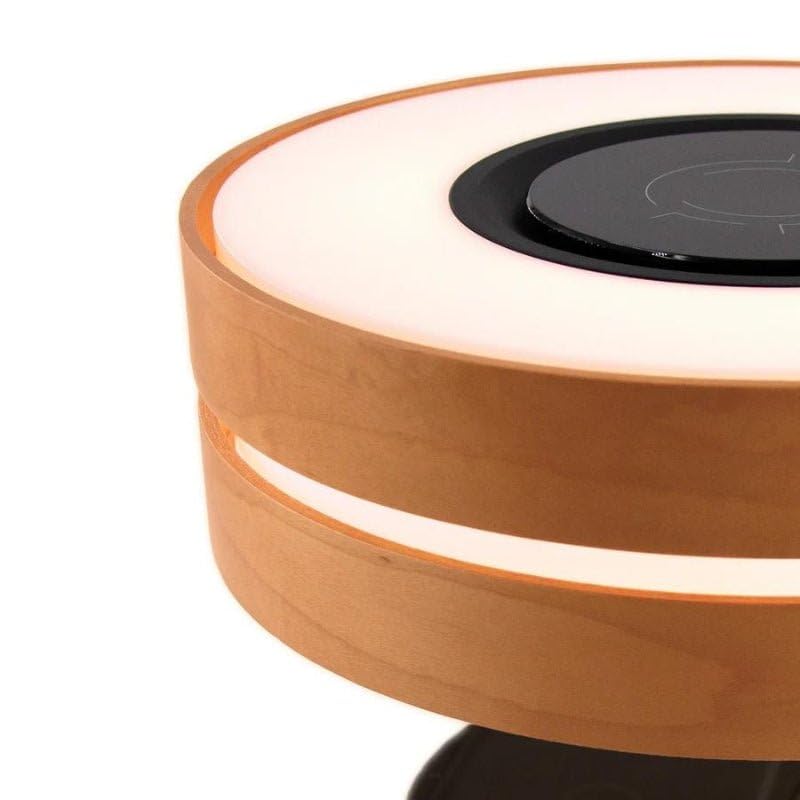 SILAMP Lampe de Chevet Ronde Horizon avec Enceinte & Chargeur Sans fil - Dimmable Tactile - 3000K/4000K/6500K