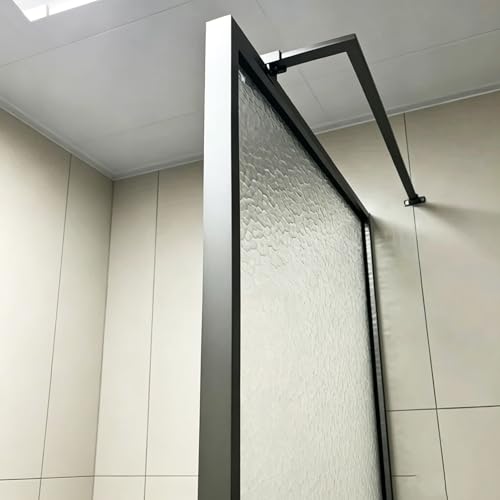 Barra Estabilizadora Ducha Barra de Soporte para Cristal Negro Mate para Ducha Walk-In, Brazo Estabilizador para Panel de Cristal sin Marco(50 cm (19.7'))