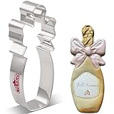 LILIAO Champagne with Ribbon Cookie Cutter for Wedding/Engagement - 1.9 x 5 inches - Stainless Steel