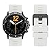 WOCCI 20mm Arched Stripes Silicone Watch Band for Men, Quick Release Strap, Black Buckle (White)