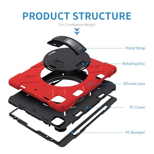 Coque iPad Pro 12.9 antichoc rouge pour modèles 2022 à 2018