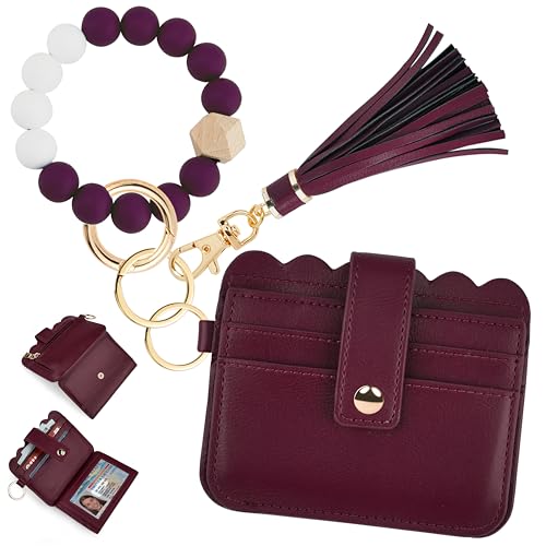 Image of Wristlet Wallet for Women with Keychain - RFID Card Holder Small Wallet Wristlet with Key Ring