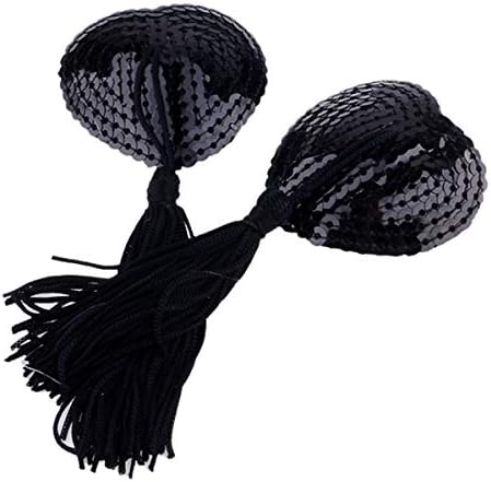 FANEO niple covers sticker bra tassel pasties Buttons & Pins (Black)