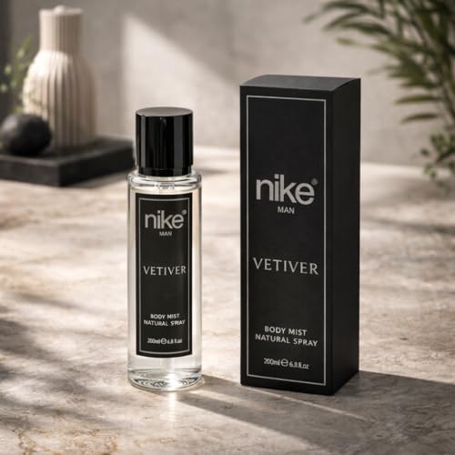 Image of Nike Vetiver Body Mist Spray for Men, Woody Citrus Fragrance, Long-lasting, Aluminium Free, 200ml