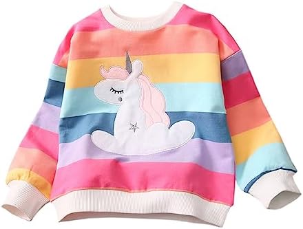 LitBud Girls Sweatshirts for Toddler Clothes Unicorn Crewneck Pullover Girl Top Long Sleeve Jumper fall for Kids 1-7 Years