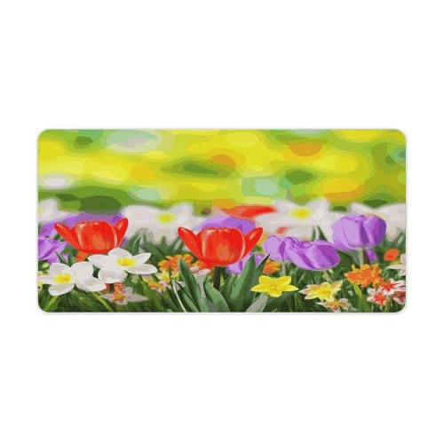 Spring Flowers Desk Pad con base de goma grande