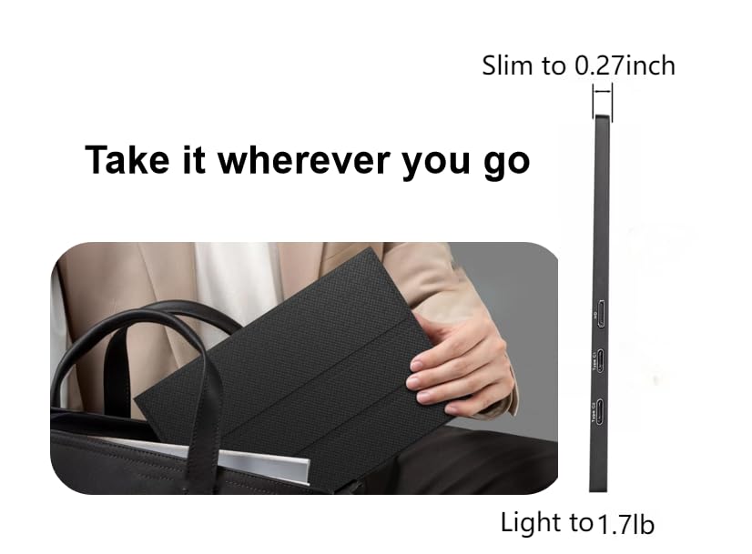Image of 15.6 inch Portable Monitor, 1080P FHD IPS USB-C /HDMI Display, Ultra-Slim Second Screen for Laptop /Phone /PS5 /Xbox, Plug & Play Travel Monitor