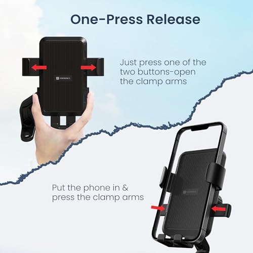 Image of Portronics Mobike 5 Scooty /Scooter Phone Holder with Mirror Mount, 360 Degree Rotation, Strong Grip, Compatible with 4.7 inch to 7.2 inch Smartphone, Mobile Stand for Scooter, Cycle & Motorcycle (Black)