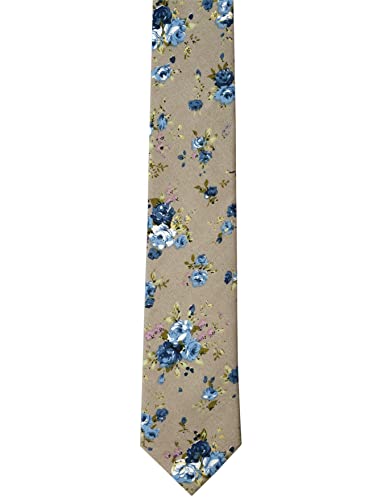 Image of BELLUNO Men's Cotton Floral Skinny Tie, 2.5 inch Width, with Gift Box