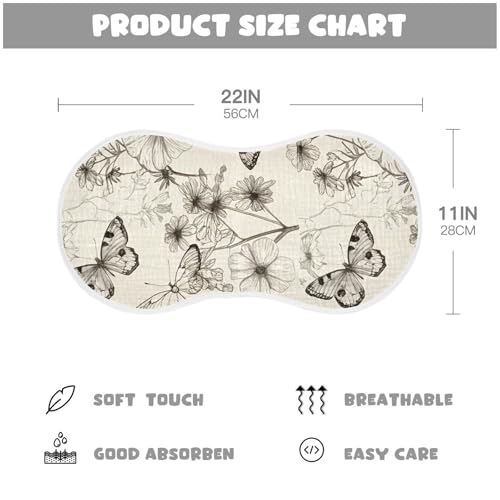 Butterflies Flowers Minimalist Burp Cloths for Babies Burp Rag Cotton Spit Up Rag for Baby Boy Girl4