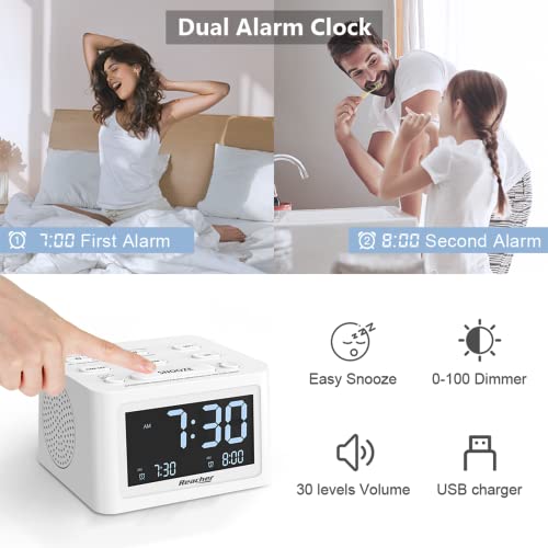 Reacher Dual Alarm Clock And White Noise Machine With Adjustable Volume, 12 Soothing Sounds For Sleeping, 6 Wake Up Sounds, Auto-Off Timer, Usb Charger, Battery Backup, 0-100% Dimmer For Bedroom… #TOP4