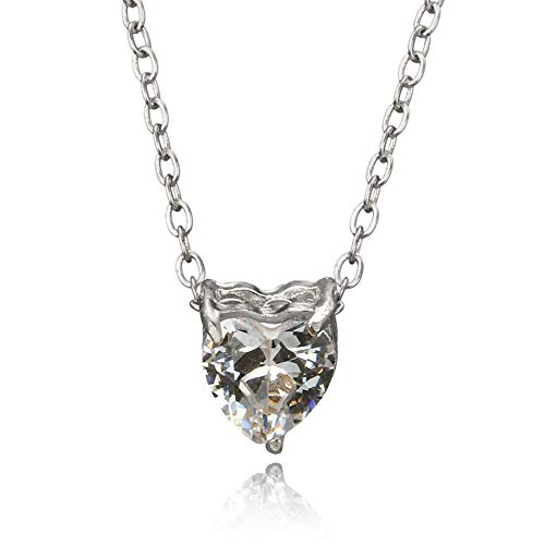 Preisvergleich Produktbild YunYoud Beliebte Diamant verkrustete herzförmige modische Halskette länge schöne silberanhänger berlin perlencollier vergoldet gelbgold einfache stein kreisanhänger