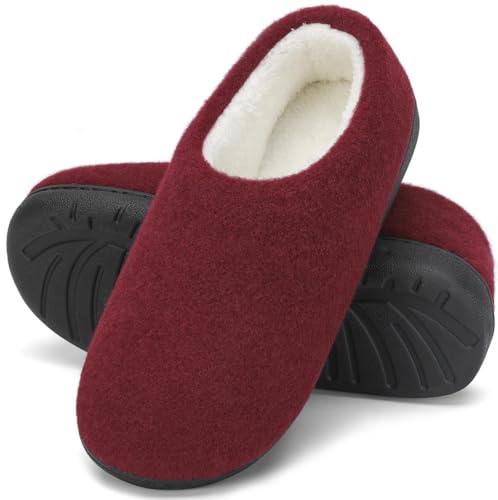 Mishansha Zapatillas de Estar por Casa Hombre Mujer Zapatos de Casa Invierno Cálido con Memory Foam Pantuflas Cómodas Antideslizante para Exterior e Interior, Rojo Granate, 36/37 EU