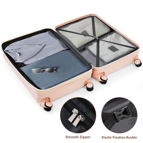 Luggage Set of 3(20/24/28) Telescoping Handles Lightweight and 360° Silent Spinner Wheels ABSHardshell Rolling Travel Luggage Set Clearance for Men and Women Black4