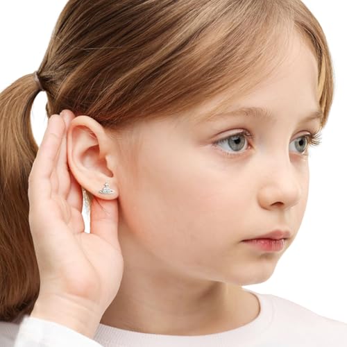 20G Tiny Cute Saturn Stud Earrings for Women Silver Plated Cubic Zirconia Planet Aesthetic Y2k Earring Small Ball Screw Back Studs Mini Cartilage Tragus Long Post Dainty Space Jewelry Gifts3