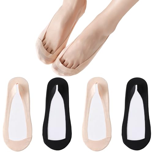JORMATT No Show Socks Womens Ultra Low Cut Liners Dress Footies For Flats Non Slip Thin Invisible Socks Loafers 4 Pairs