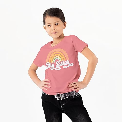 Big Sister Rainbow Big Sister Sibling Reveal Announcement Shirt for Baby and Toddler Girls Sibling Outfits2