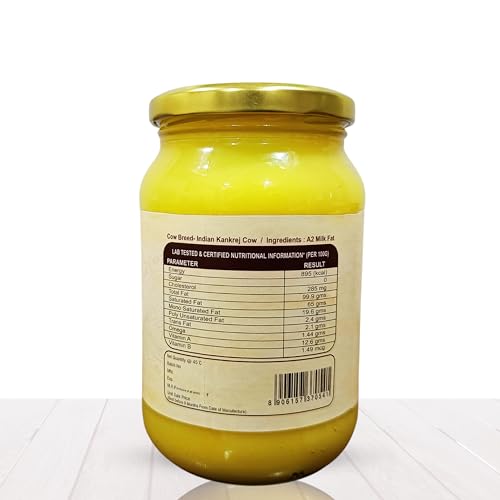 Image of GowDurbar Indian Kankrej A2 Desi Cow Ghee 500ML | Cow Cultured Desi Ghee | Vedic Bilona Two Way Churned | Natural & Healthy | Immunity Booster | Rich in Healthy Fat