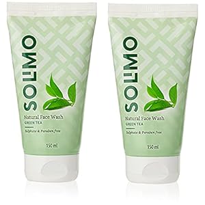 Amazon Brand – Solimo Green Tea Face Wash, 150ml (Pack of 2)