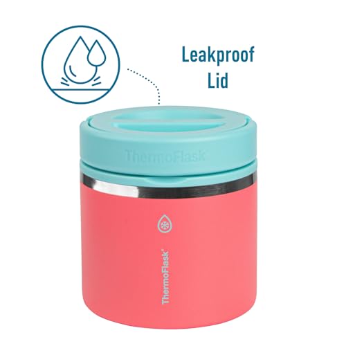 Image of ThermoFlask 20 oz Double Wall Insulated Food Jar, 2-Pack, Sugar Coral + Maui Blue /Maui Blue + Sunrise