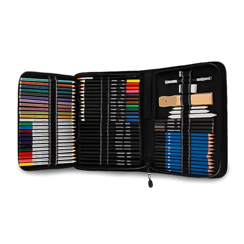 Conjunto De Lápis Arte Profissional Com 72 Peças, Kit De Esboços Para Caderno De Desenho, Aquarela, Grafite, Metal, Lápis Para Artistas Iniciantes Adultos Crianças Adolescentes Linha Super Premium