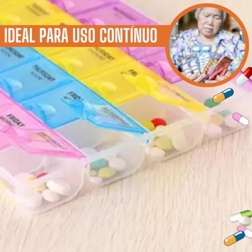 Kit com 2 Porta Comprimidos 4x ao Dia Semanal 28 Divisórias Organizador Medicamentos Remedio 7 Dias