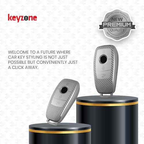 Image of Keyzone Silverstar TPU Key Cover with Keychain Compatible for Mercedes Benz E, S, A, C, G Class 2020 Onwards, Smart Key (Silver)
