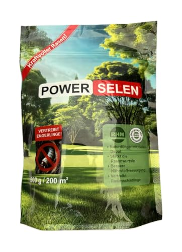 POWER SELEN - Engerling Stopp - 500 g - 200 m² – Rasendünger mit Selen - vertreibt Rasenschädlinge, wie z. B. Engerlinge - bessere Nährstoffversorgung - für Öko-Gartenbau geeignet.
