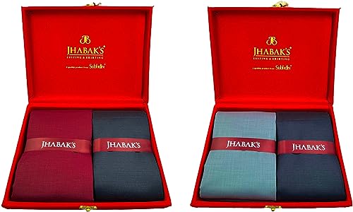Image of JHABAK'S Unstitched Premium Cotton Blend Solid Shirt & Trouser Fabric - 2.25m Shirt Cloth - 1.30m Pant Piece (Pack of 2)